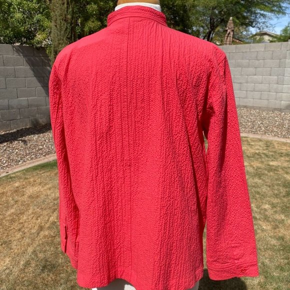 Eileen Fisher Mandarin Collar Jacket Top Blouse Orange Organic Cotton NWT - Picture 6 of 12
